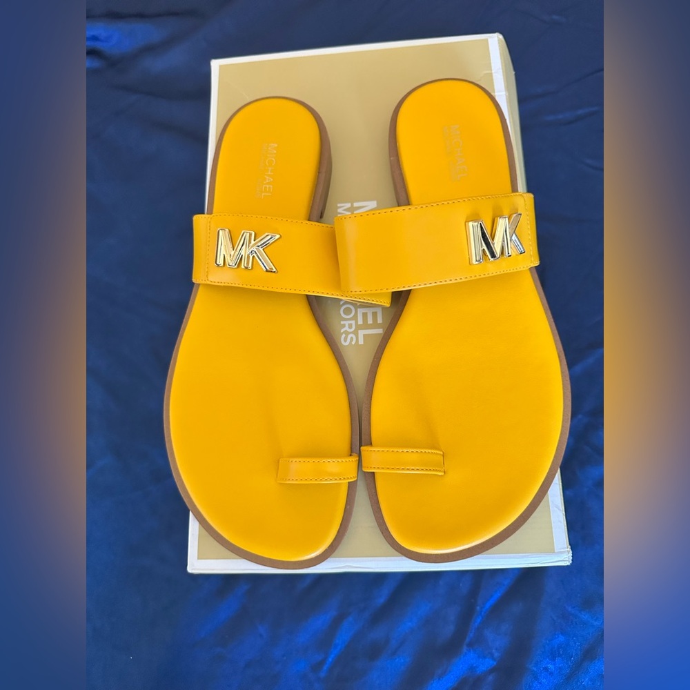 Michael Kors Vibrant Yellow Slide Sandals